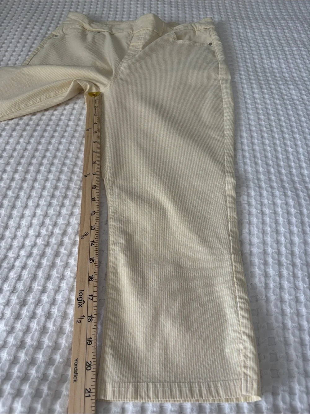 Mario Serrani Searsucker Preppy Pull on Cropped Straight-Leg Pants SZ L - Picture 6 of 7